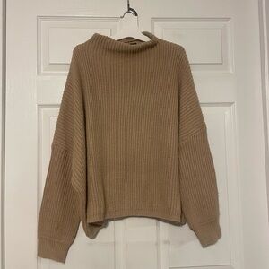 Cowl Turtleneck Beige Sweater